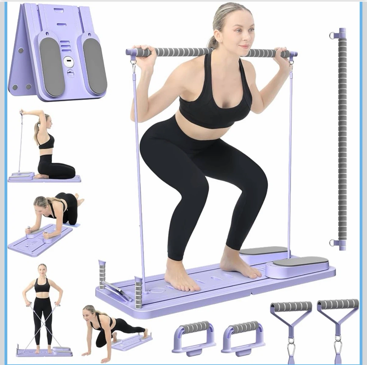 Purple Pilates Bar with Resistance Bands