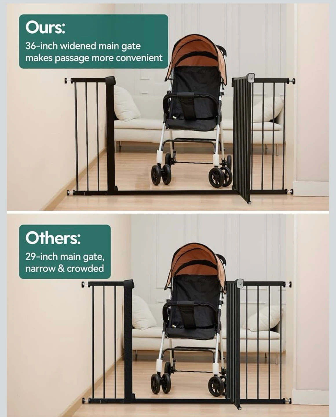 Babelio Extra Wide Baby Gate 36-57", Black - photo 2