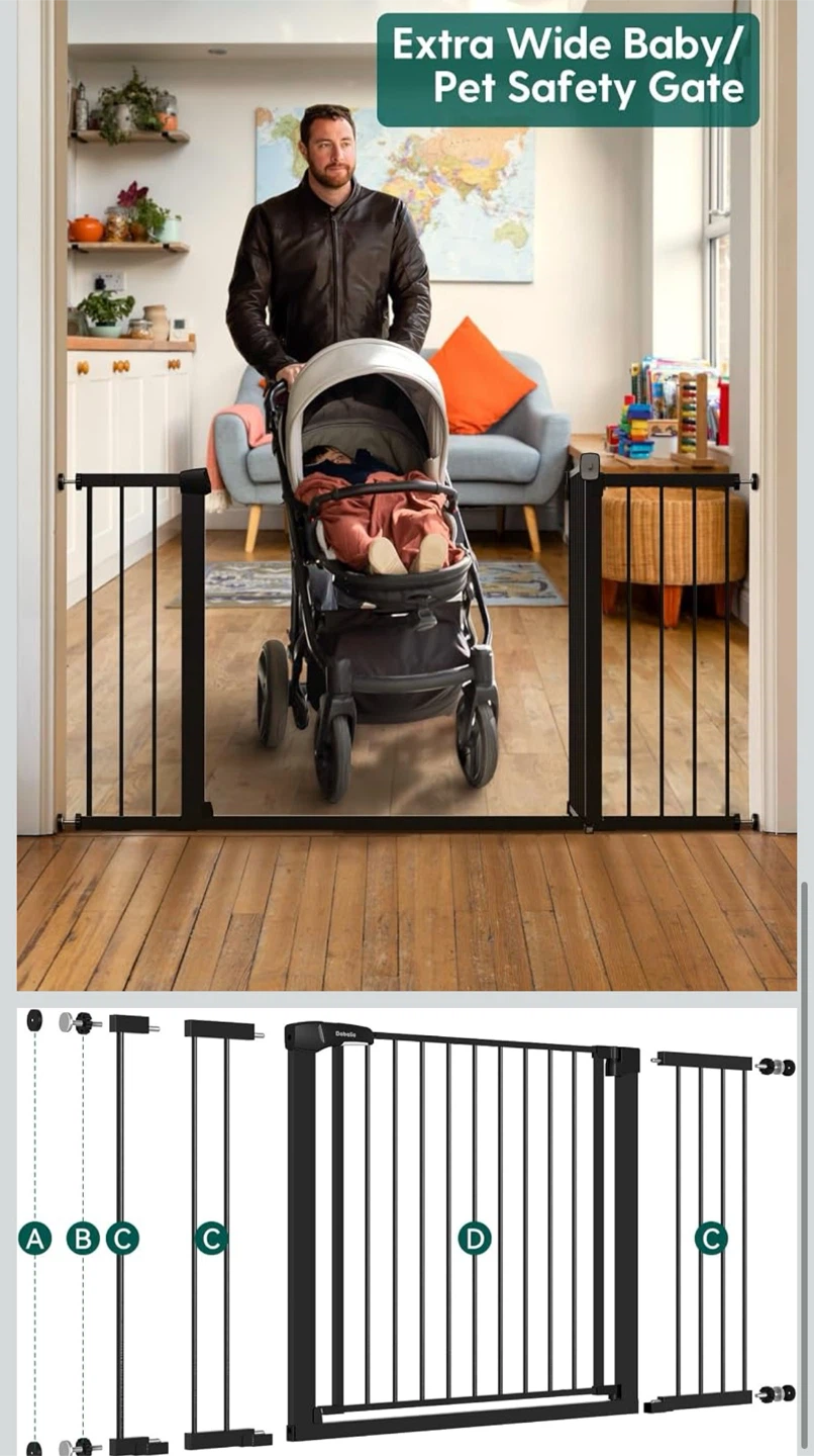 Babelio Extra Wide Baby Gate 36-57", Black - photo 3