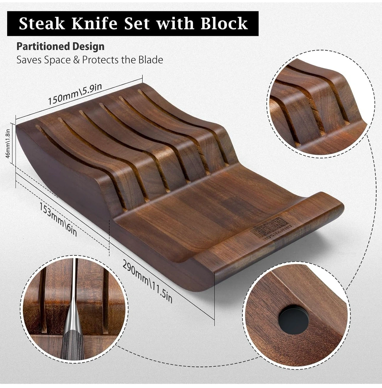 (READ FIRST) HOSHANHO Steak Knives Set of 6 with Block, 4.5 in - photo 4
