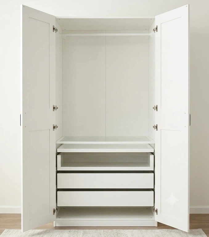 White Double Door Wardrobe with Drawers - photo 2