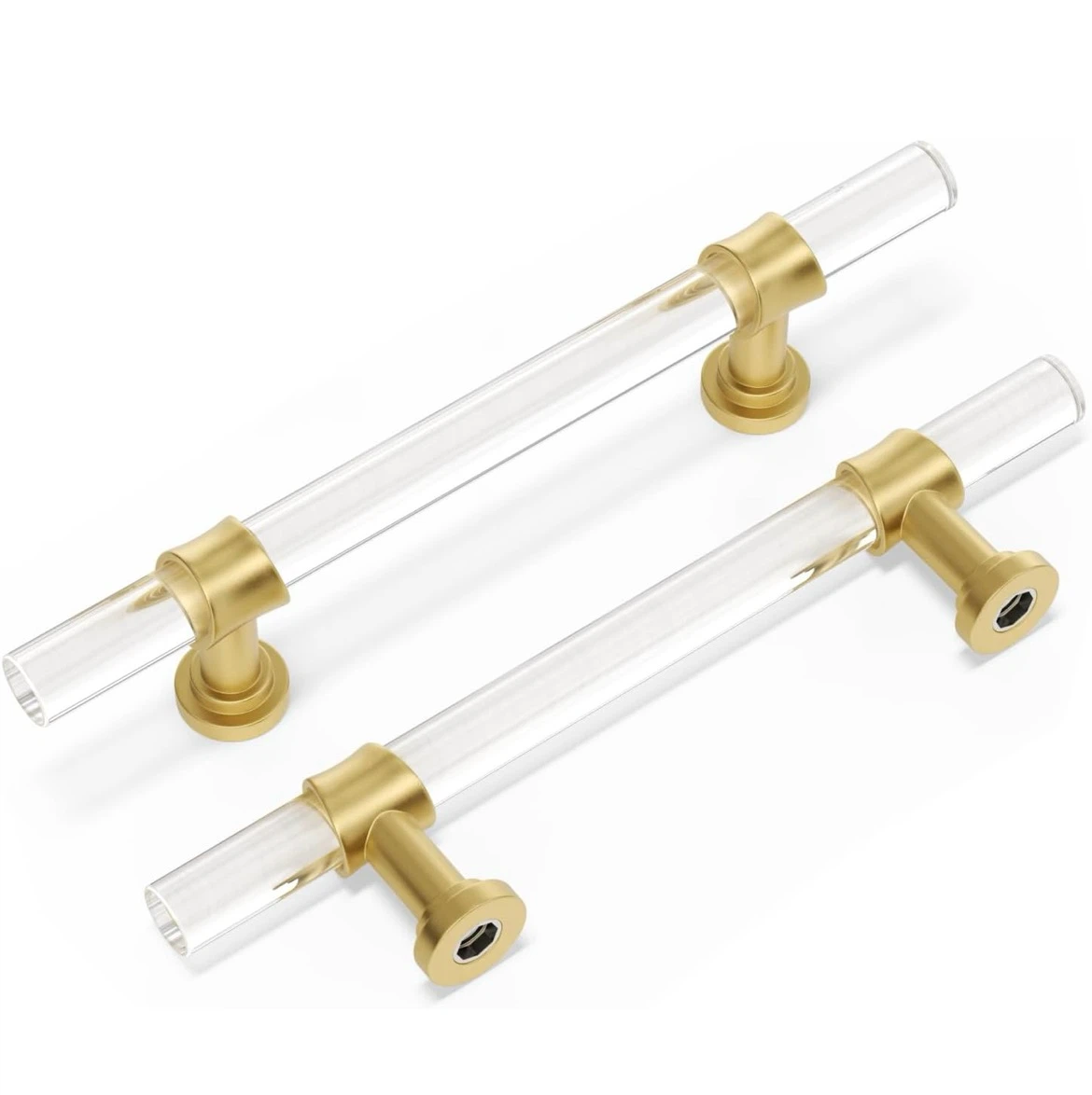 Homdiy Acrylic Cabinet Handles (Set of 2) - Brushed Brass