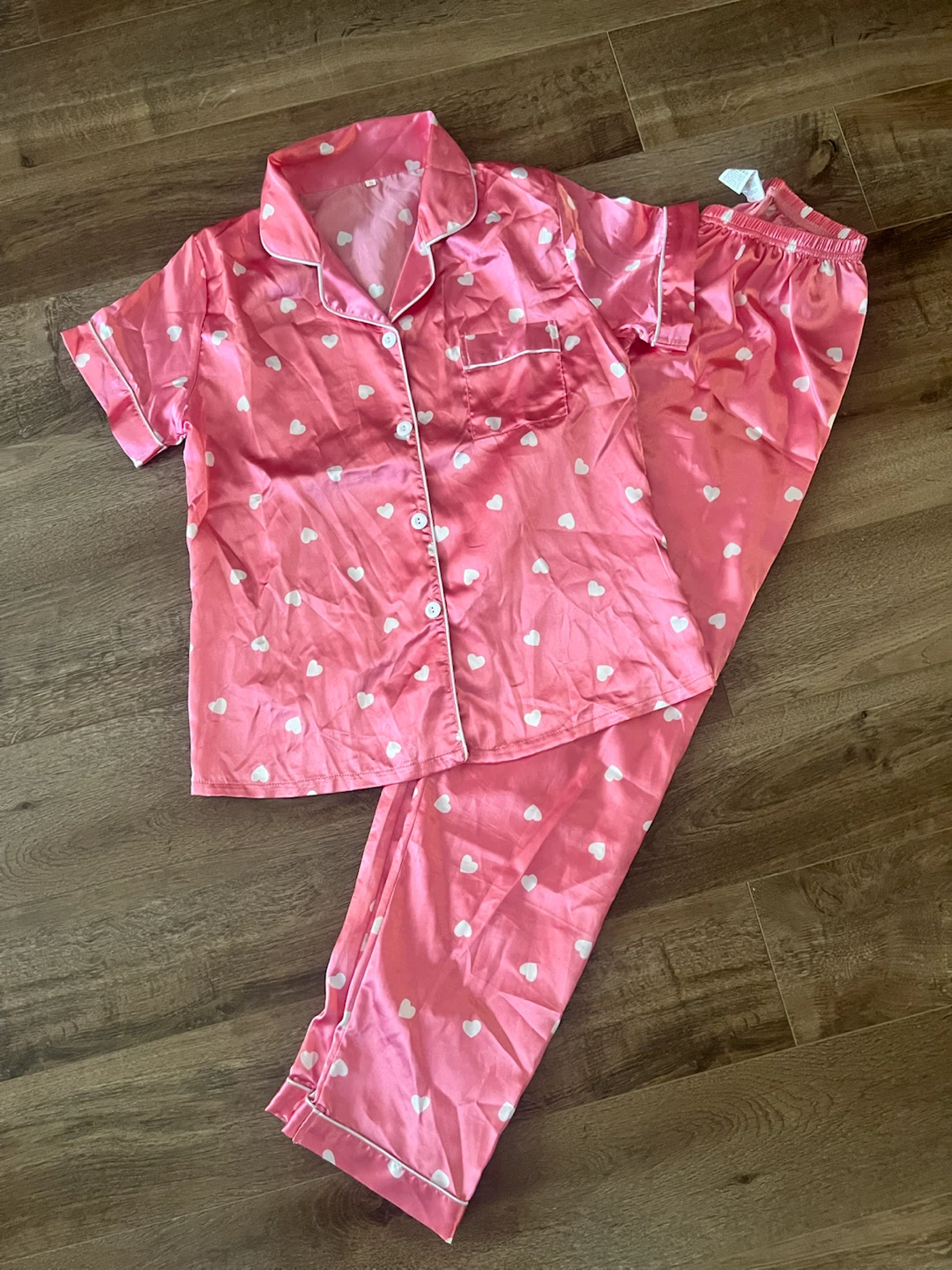 Faux Silk Heart Pajamas