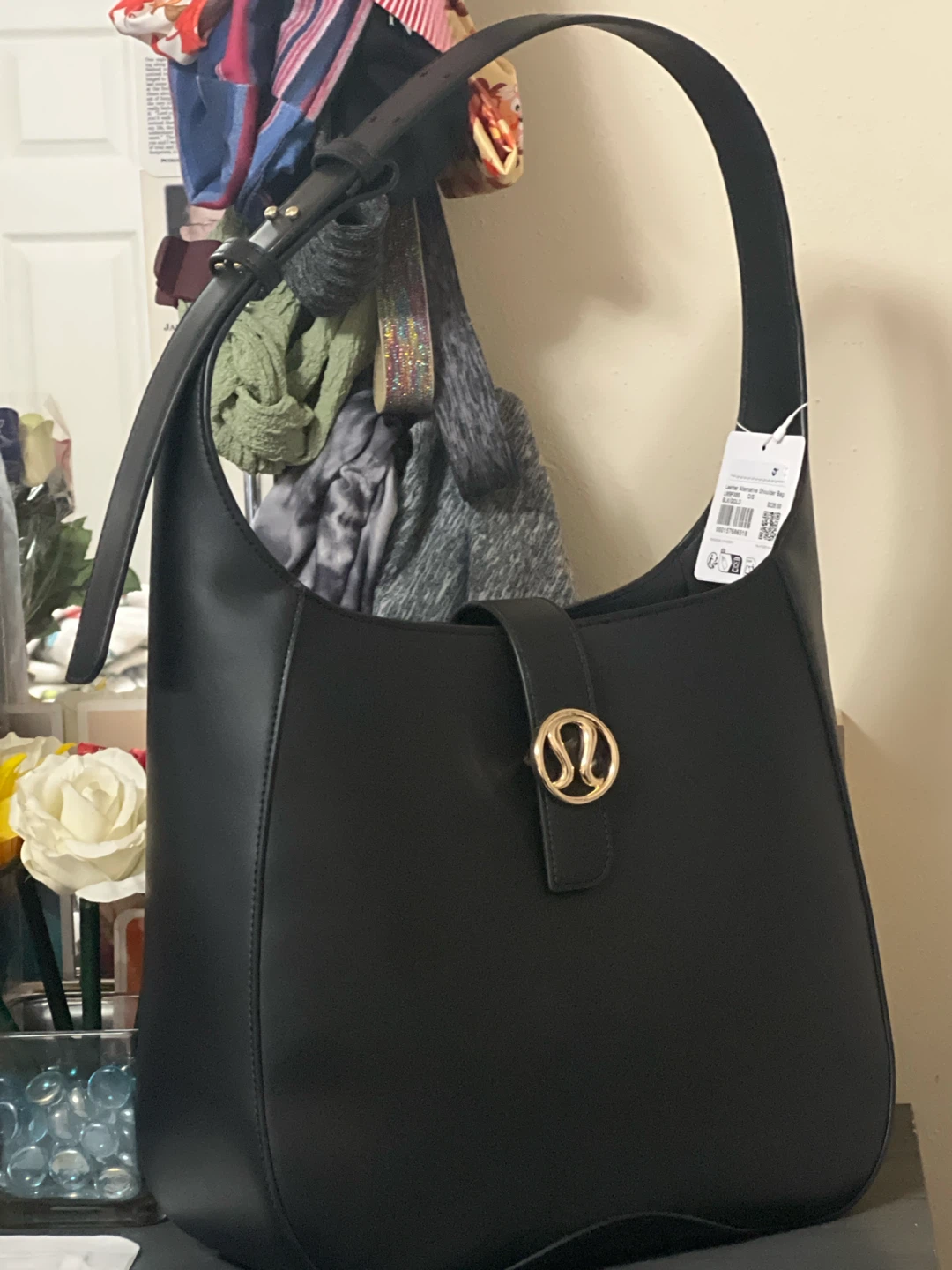 Lululemon Black Leather Shoulder Bag