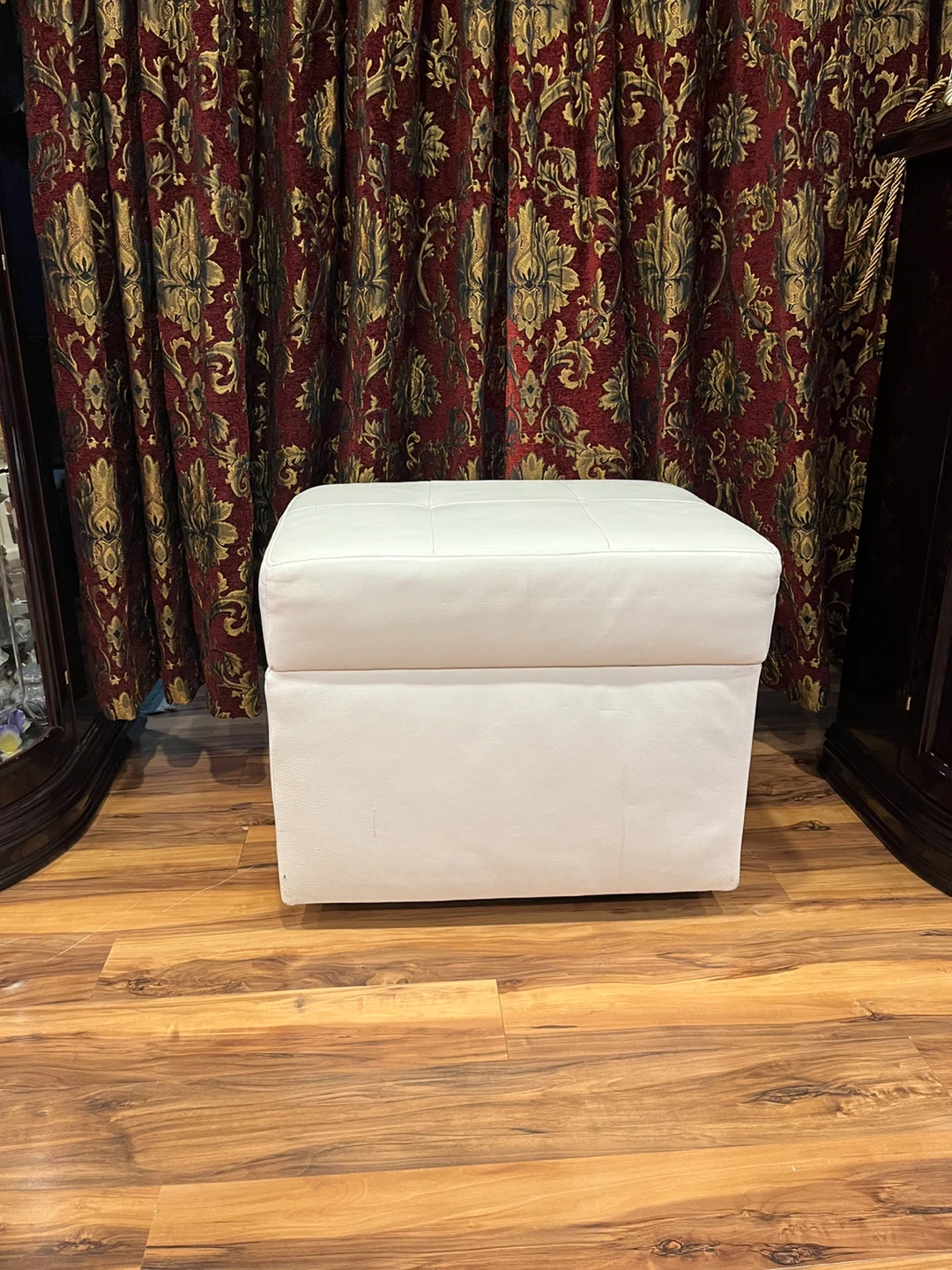 White Leather Storage Ottoman