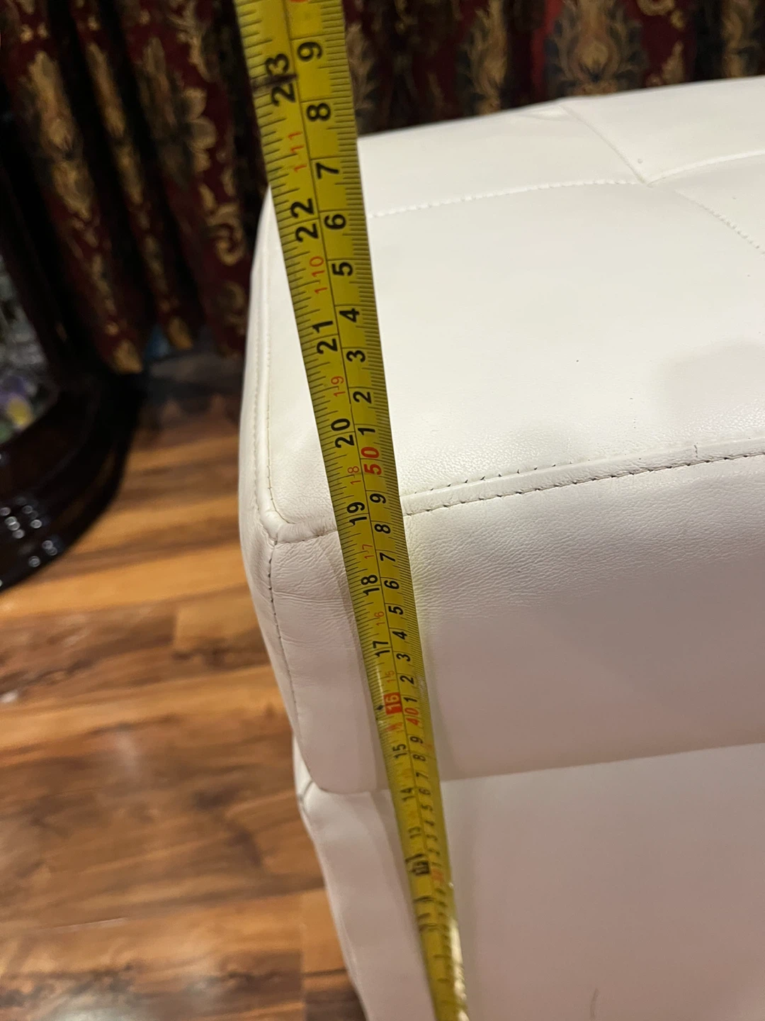 White Leather Storage Ottoman - photo 4