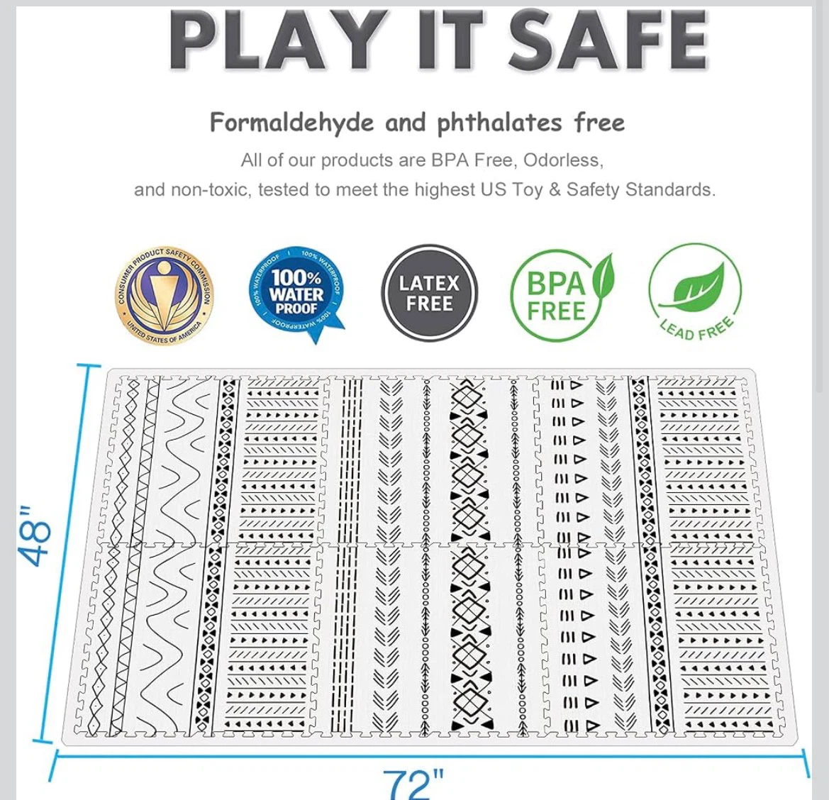 Play Mat - 72" x 48" - Tribal Pattern - photo 2