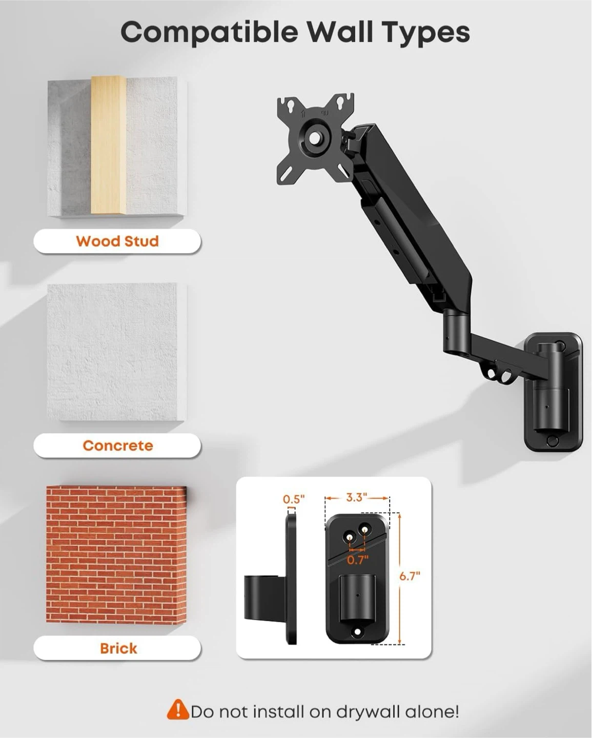 PUTORSEN Full Motion Ultrawide Monitor Wall Mount - photo 5