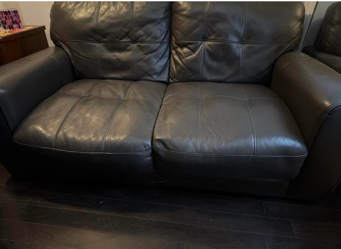 Dark Brown Leather Loveseat Sofa - photo 2