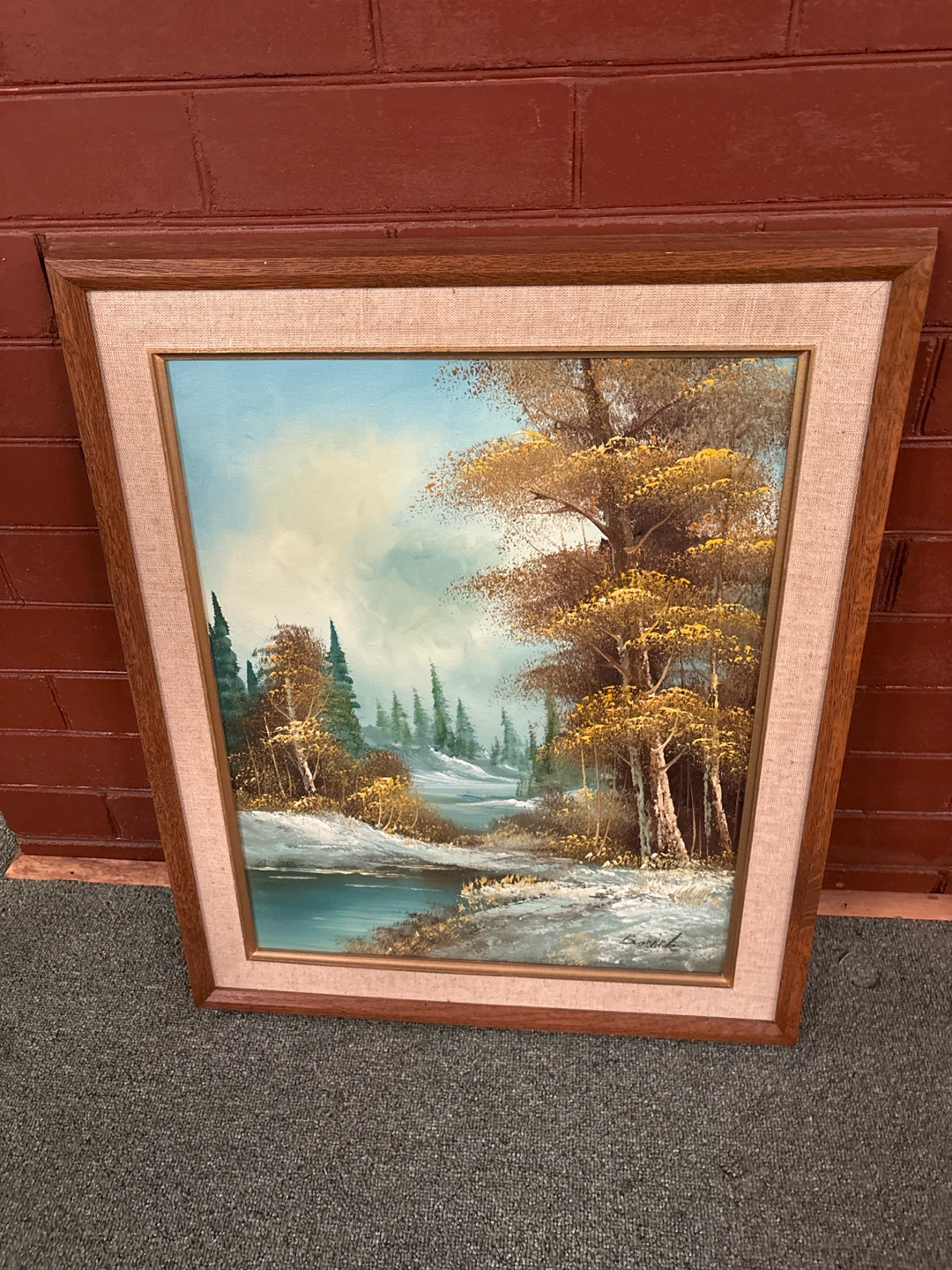 Framed Landscape Oil Painting