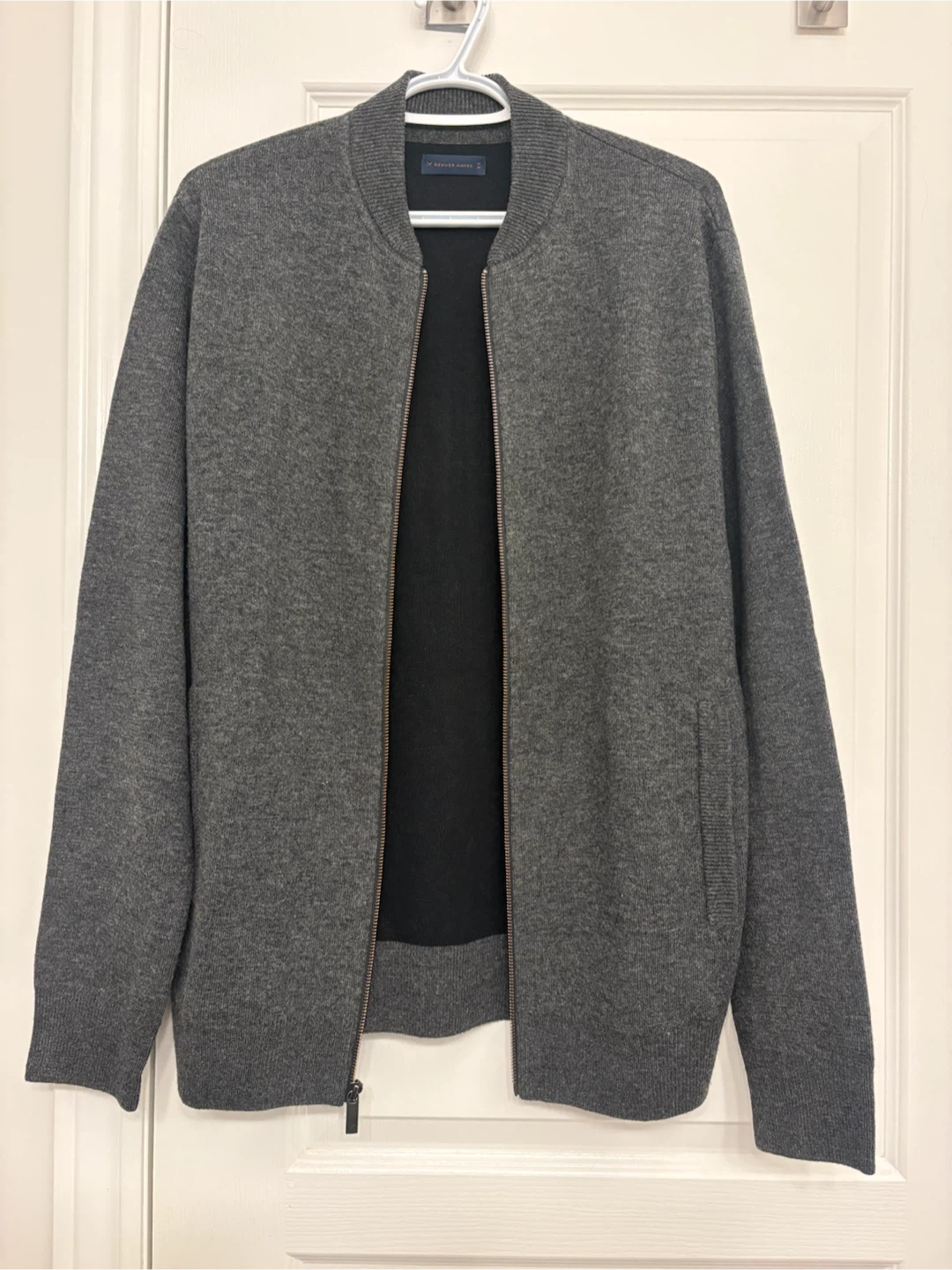 Denver Hayes Men's Knit Bomber Jacket - Gray - Medium