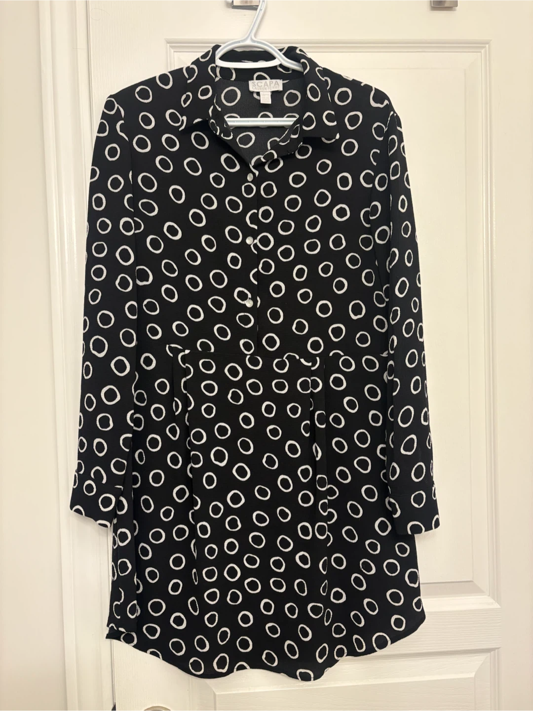 SCAPA Black and White Polka Dot Shirt Dress