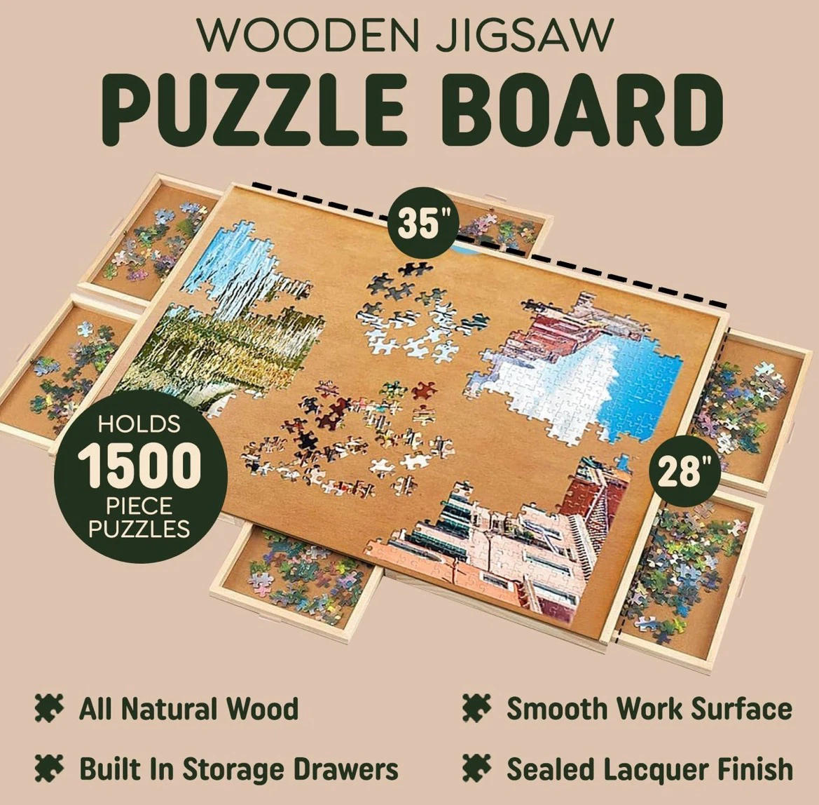 Beyond Innovations Jigsaw Puzzle Table with Drawers - photo 2
