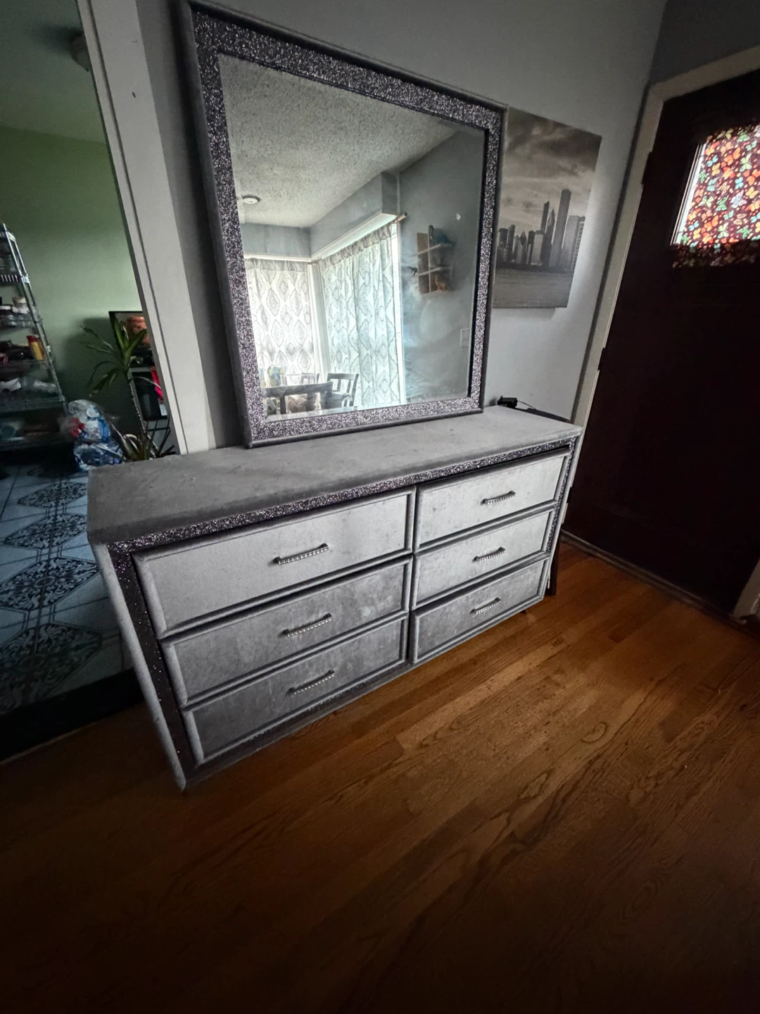 Gray Dresser with Mirror