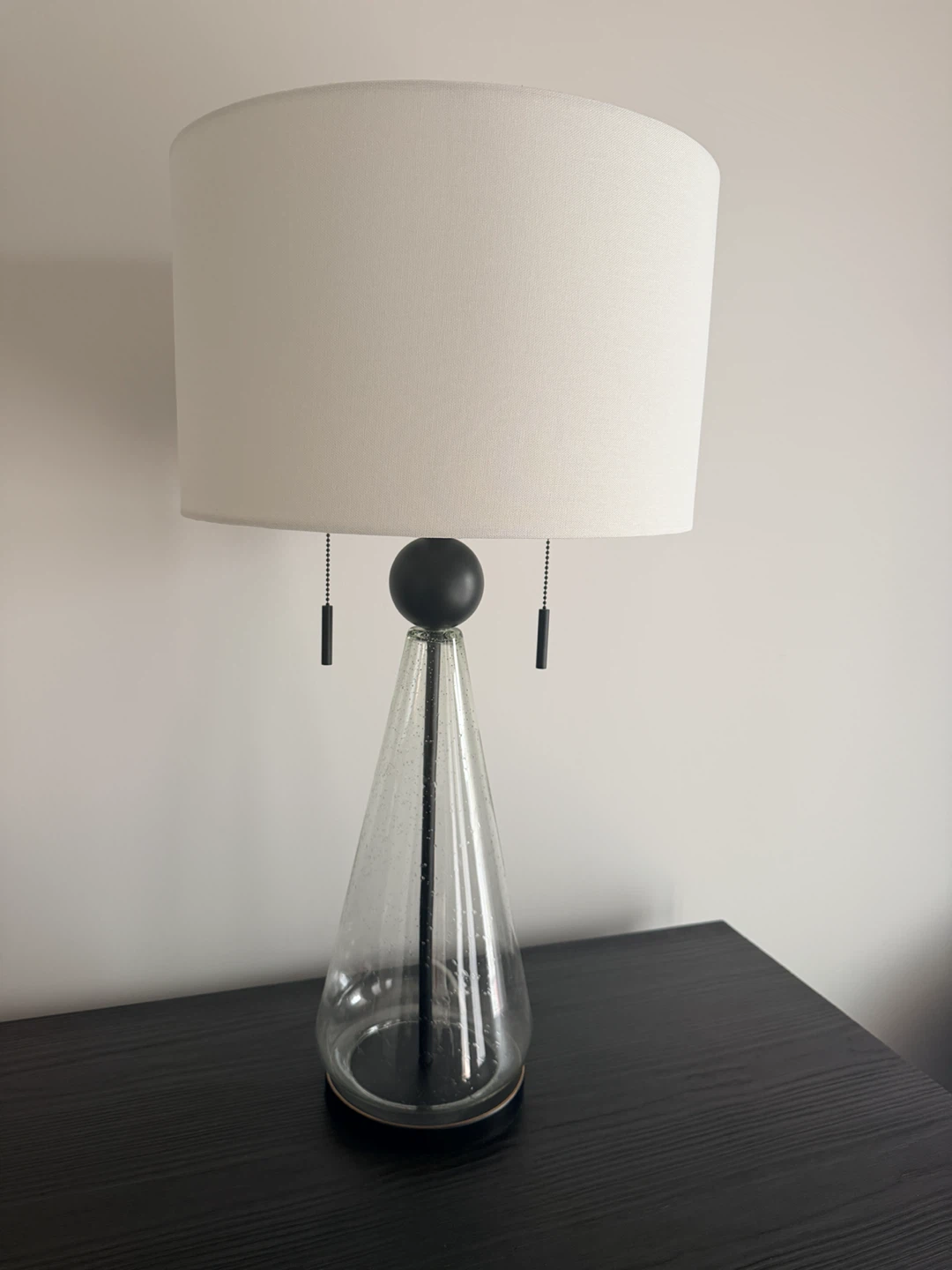 Table Lamp with Clear Glass Base with bubble detail