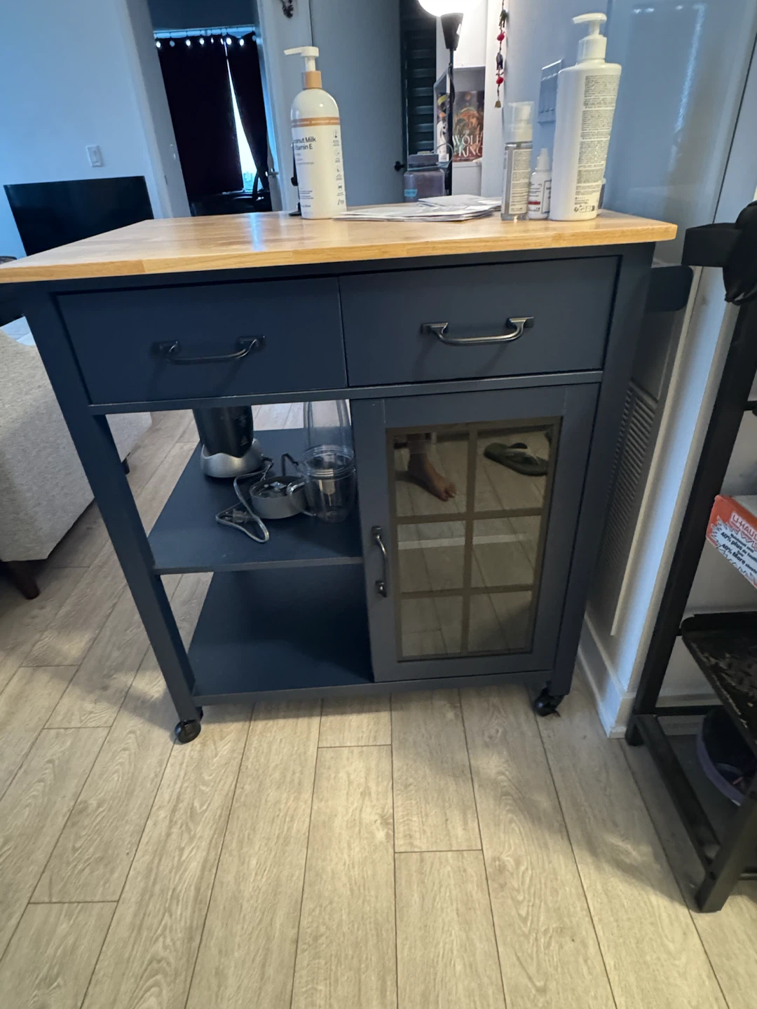 Kitchen Island Cart with Drawers and Cabinet