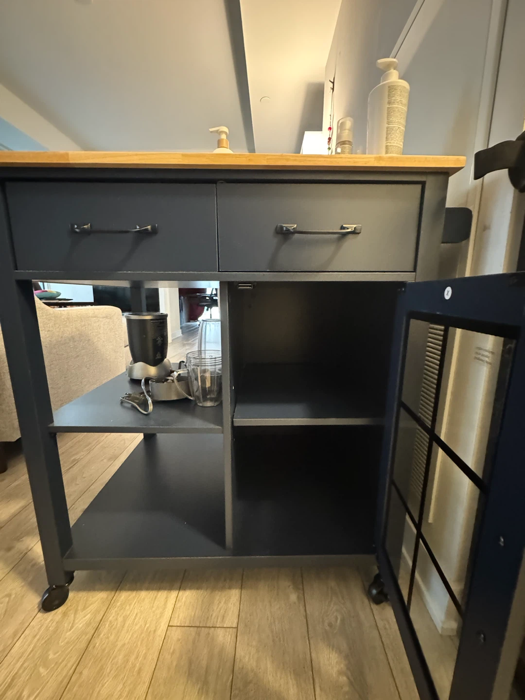 Kitchen Island Cart with Drawers and Cabinet - photo 2