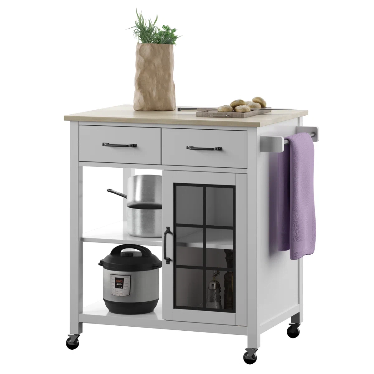 Kitchen Island Cart with Drawers and Cabinet - photo 3