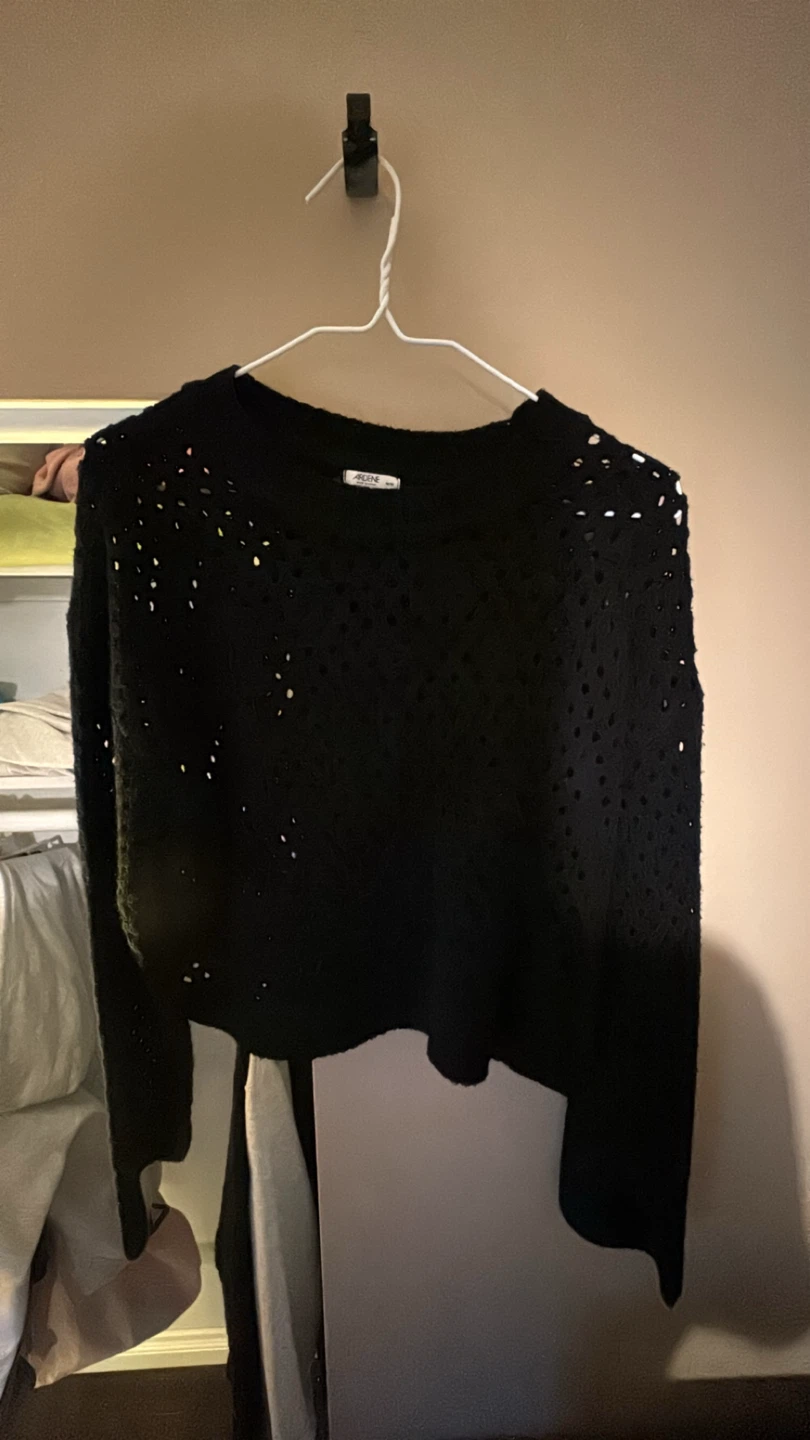 Ardene Black Cropped Crochet Sweater