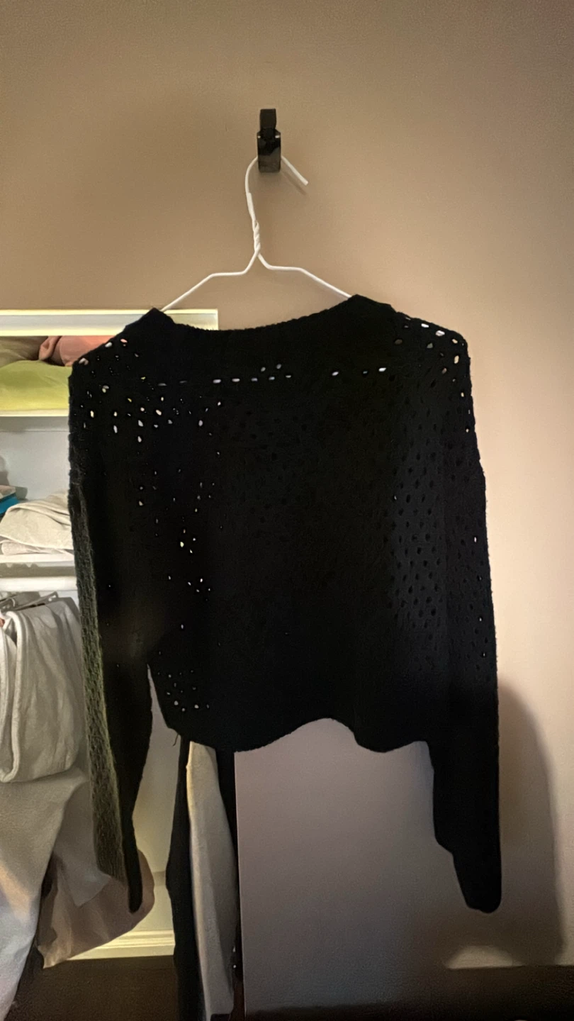 Ardene Black Cropped Crochet Sweater - photo 2