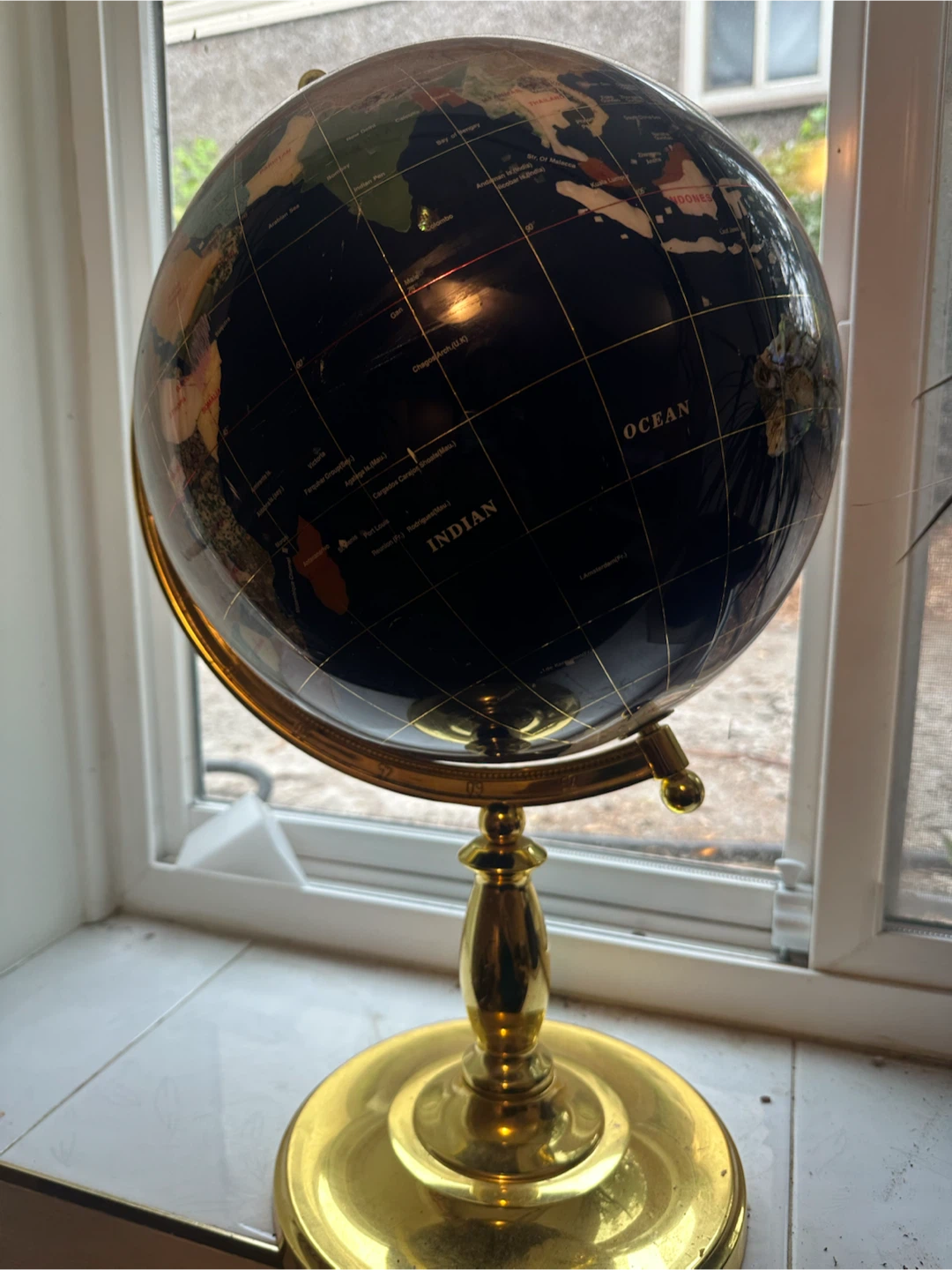 Beautiful Gemstone Globe on Brass Stand - photo 3