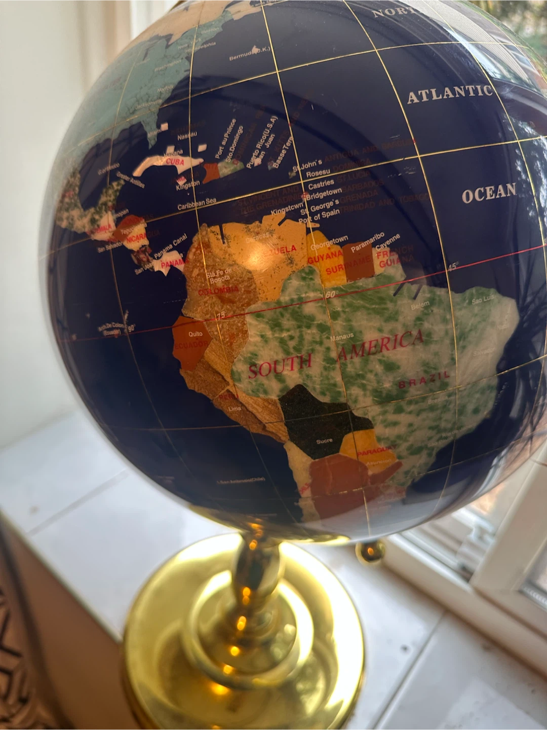 Beautiful Gemstone Globe on Brass Stand - photo 4