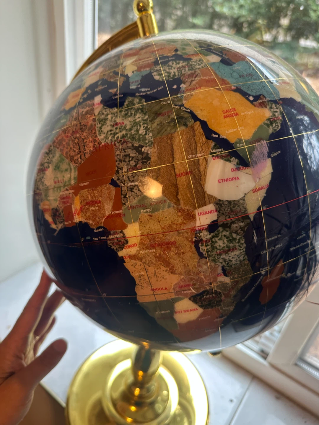 Beautiful Gemstone Globe on Brass Stand - photo 5