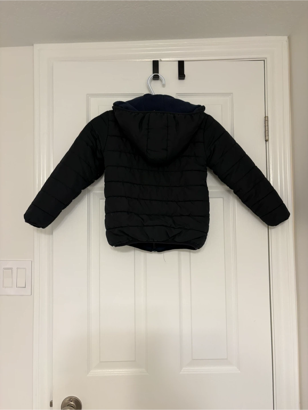 Boys Black Puffer Jacket with Hood - photo 2