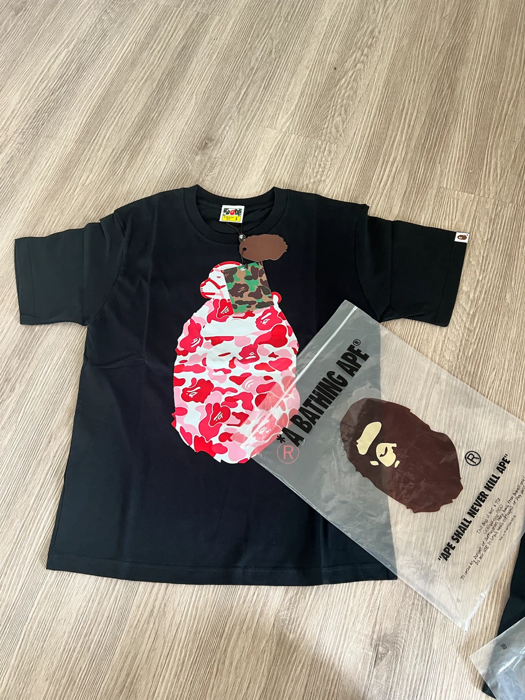 BAPE A Bathing Ape Black Camo Grenade T-Shirt - Size S