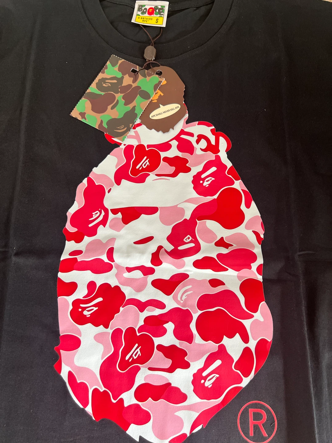 BAPE A Bathing Ape Black Camo Grenade T-Shirt - Size S - photo 2