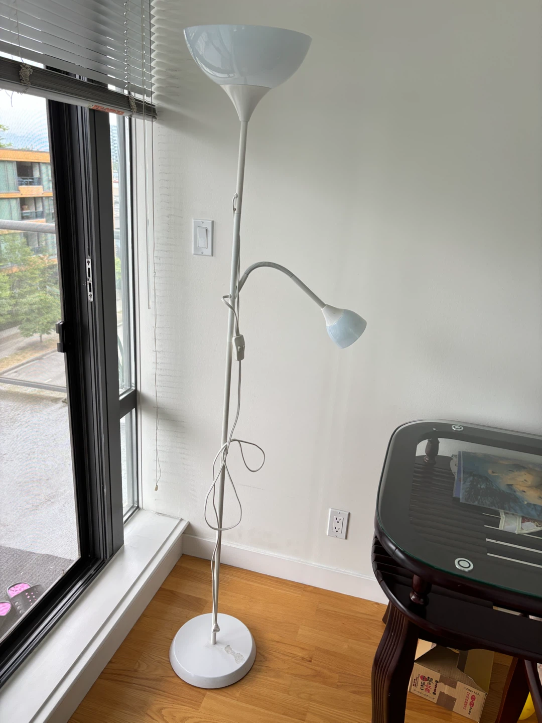 White Floor Lamp with Adjustable Reading Light