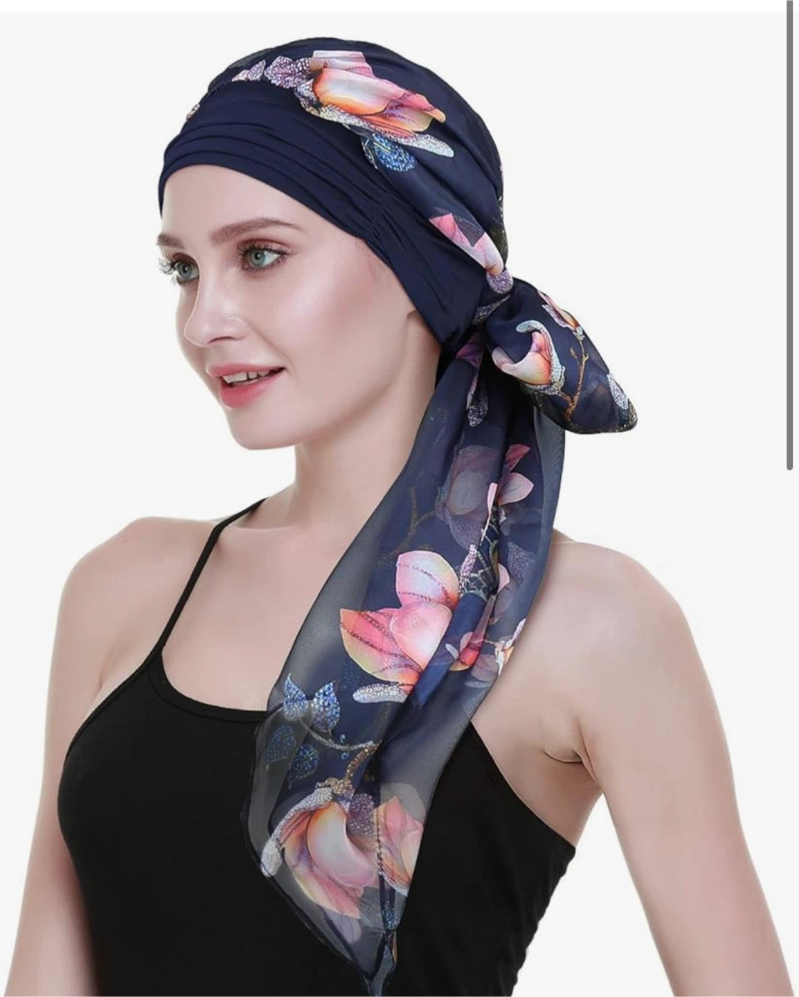 FocusCare Chemo Headscarf Turban Blue Red Floral
