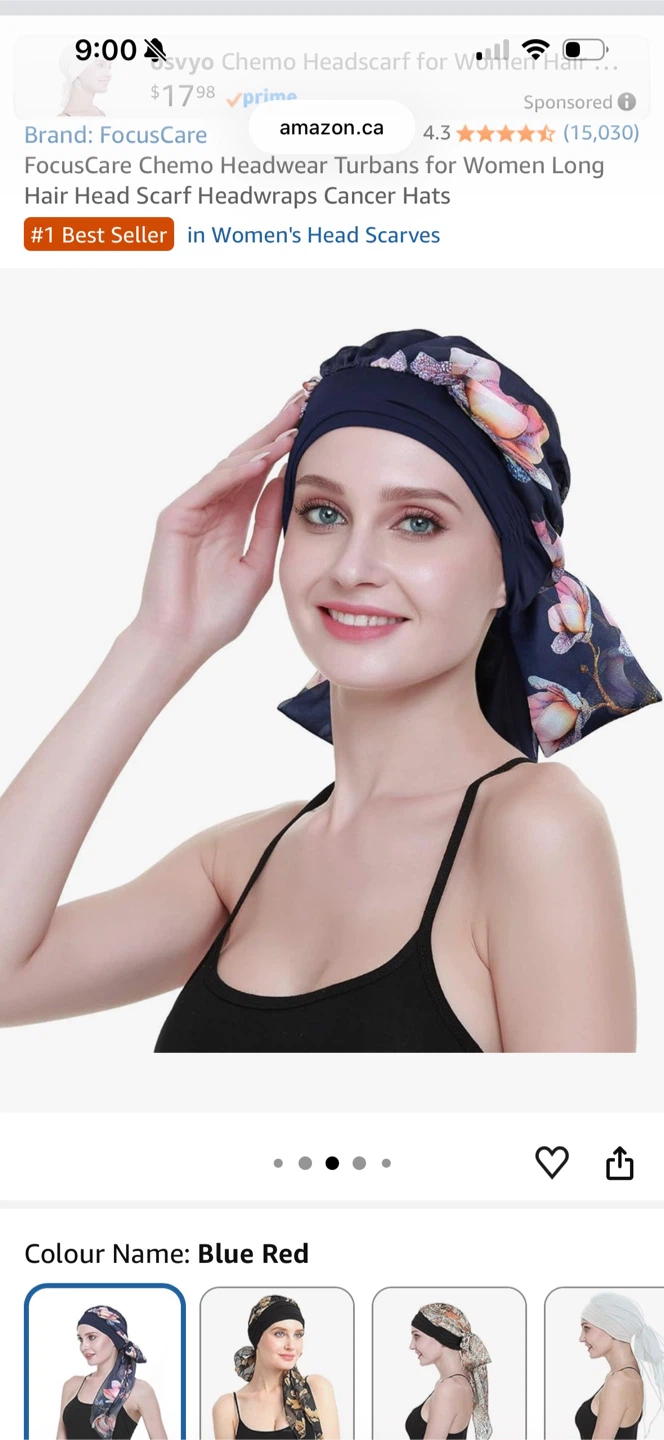 FocusCare Chemo Headscarf Turban Blue Red Floral - photo 3