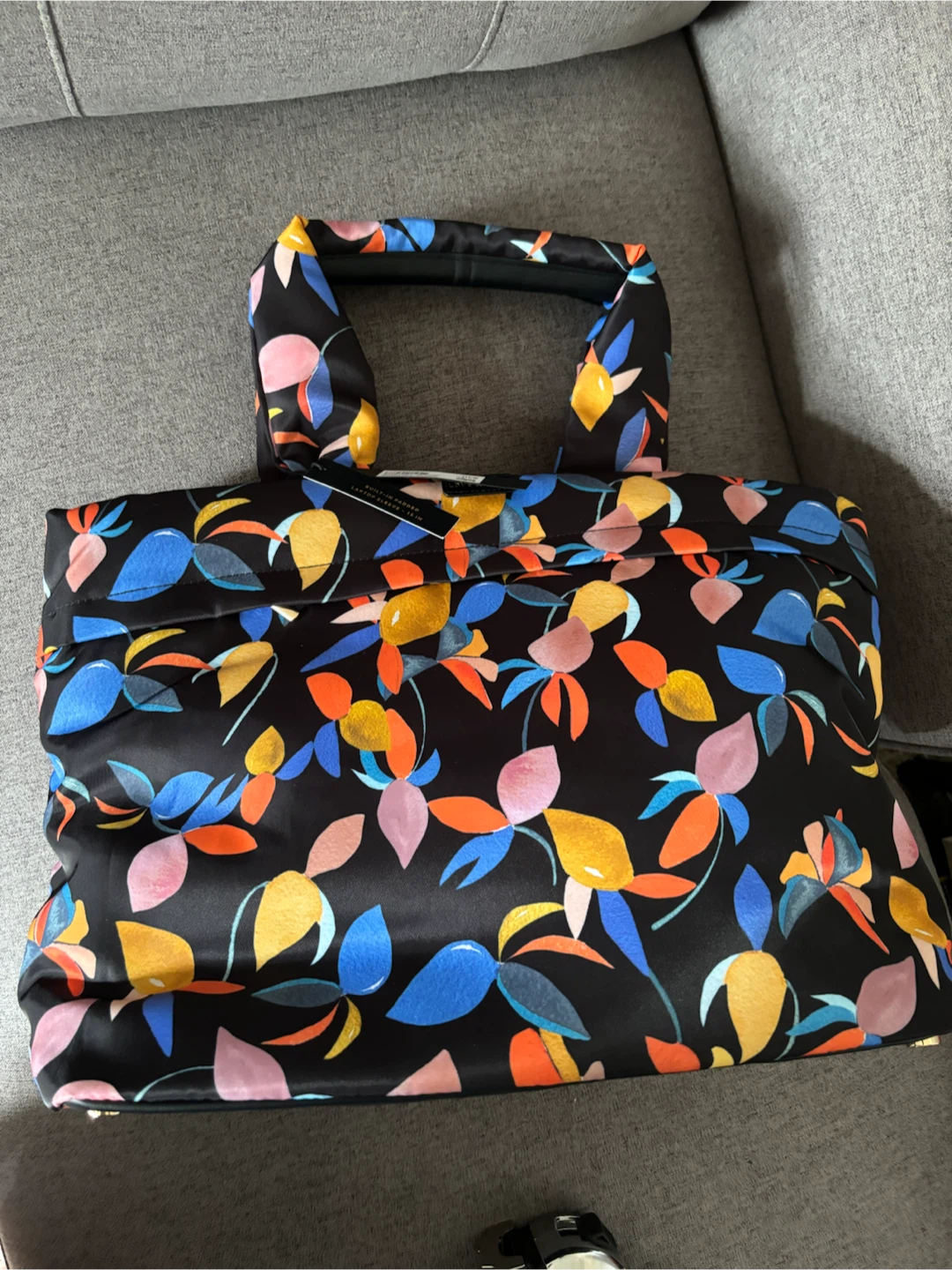Puffer Tote Bag - Colorful Leaf Print