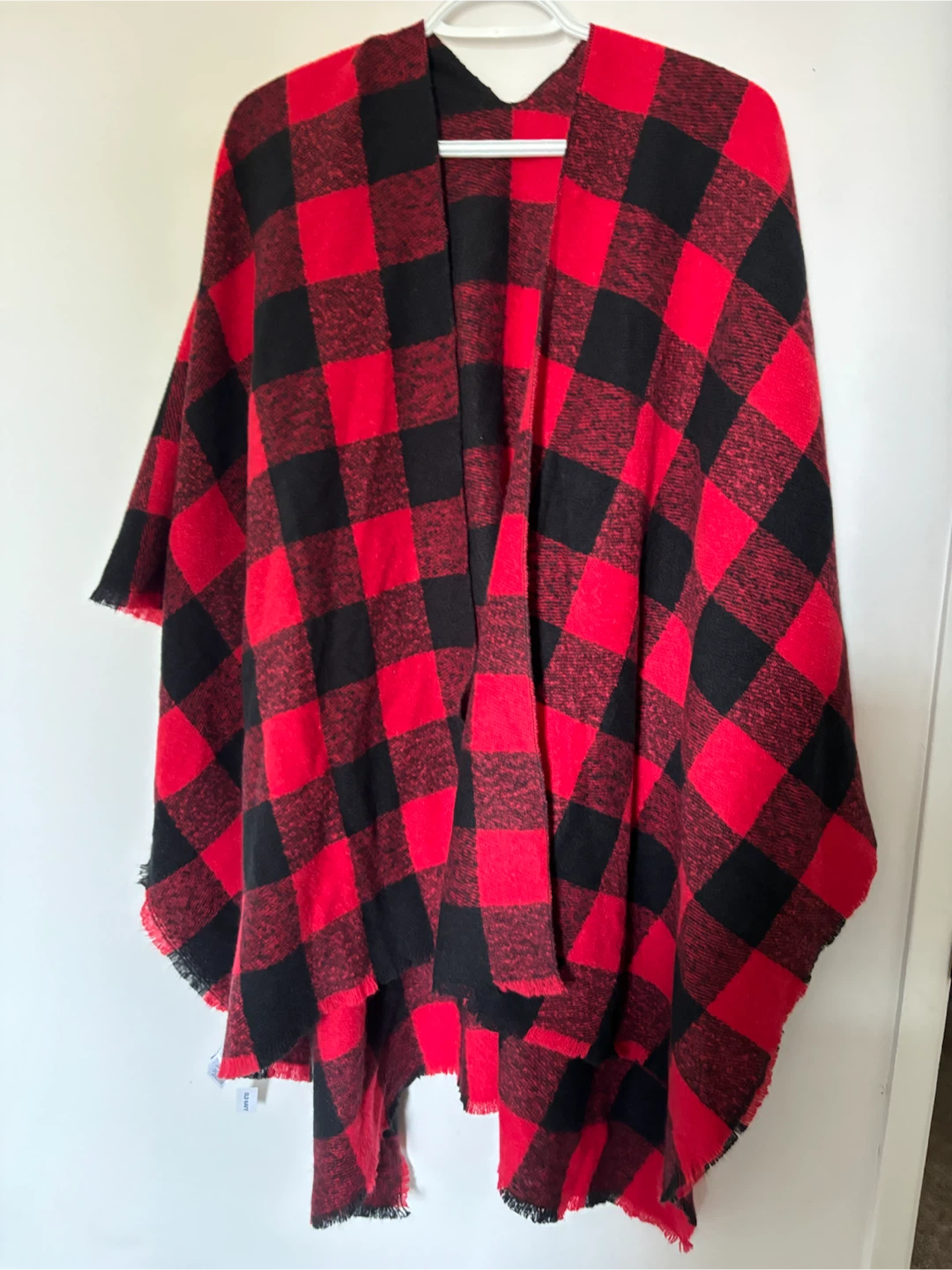 Old Navy Plaid Poncho Cape Red Black