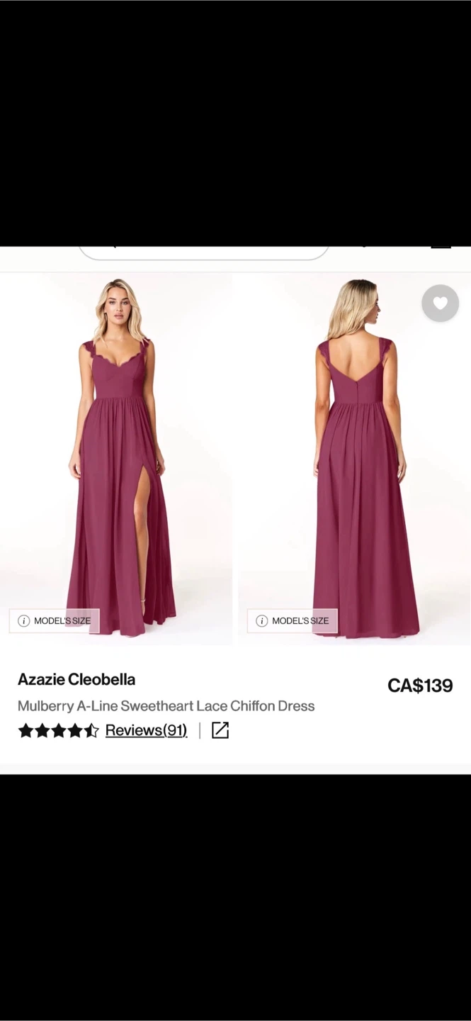 Azazie Cleobella Dress - Mulberry, Size US 10