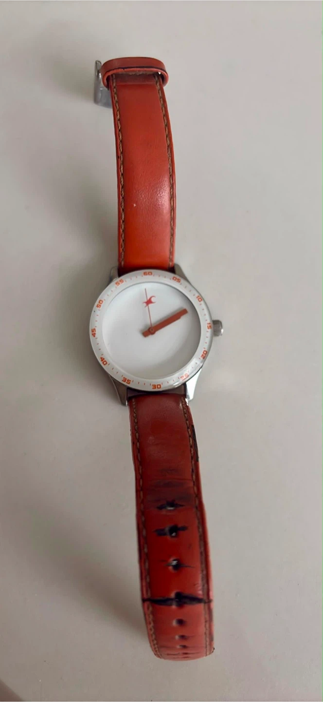 Fastrack Orange Leather Strap Watch