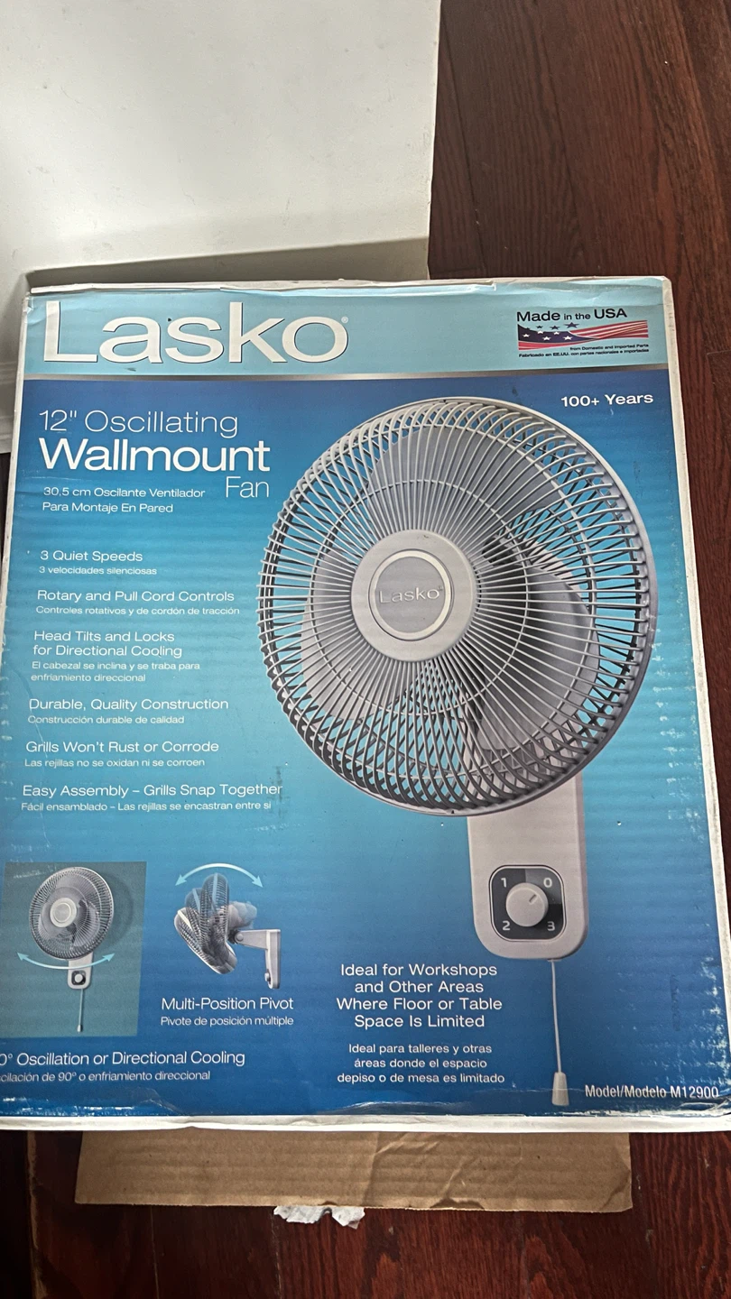 Lasko 12" Oscillating Wallmount Fan