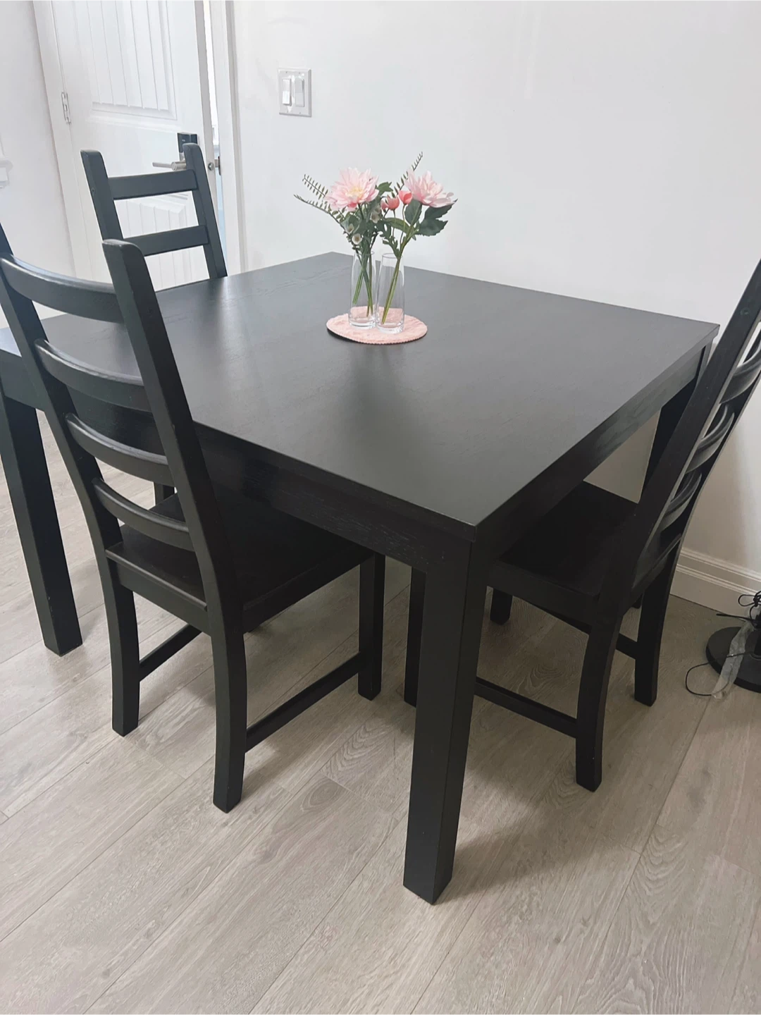 Delivery Available For IKEA Black Dining Table and 3 Chairs - photo 2