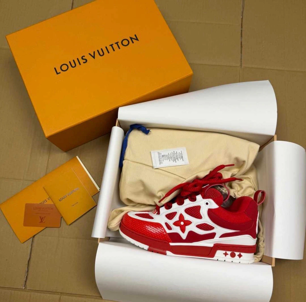 Louis Vuitton Red & White Sneakers