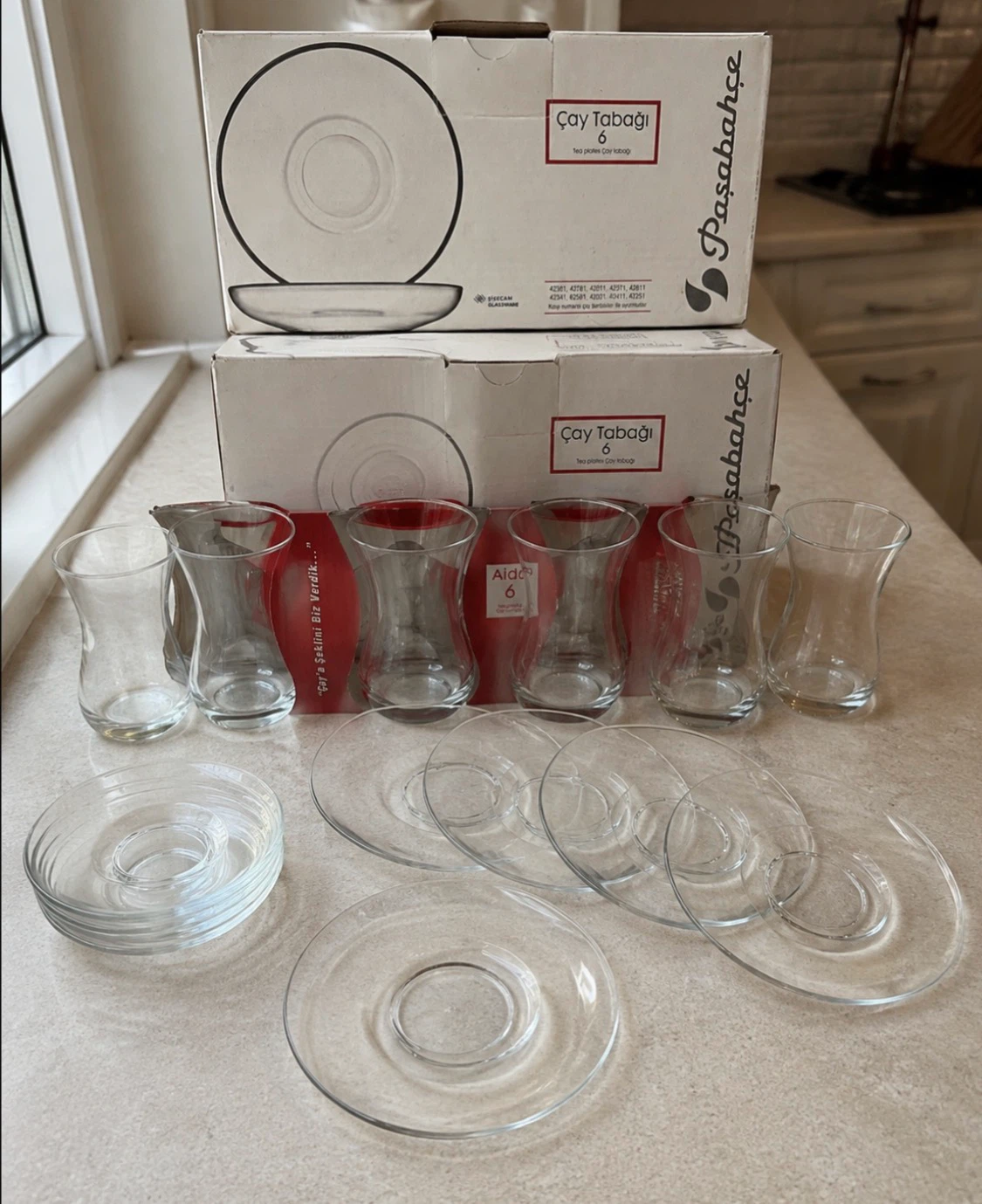 Vural Aida Tea Glasses and Saucers Set - 6 Count
