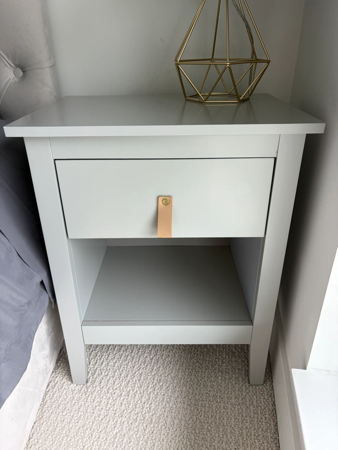 2 Grey Nightstand with Drawer and Shelf