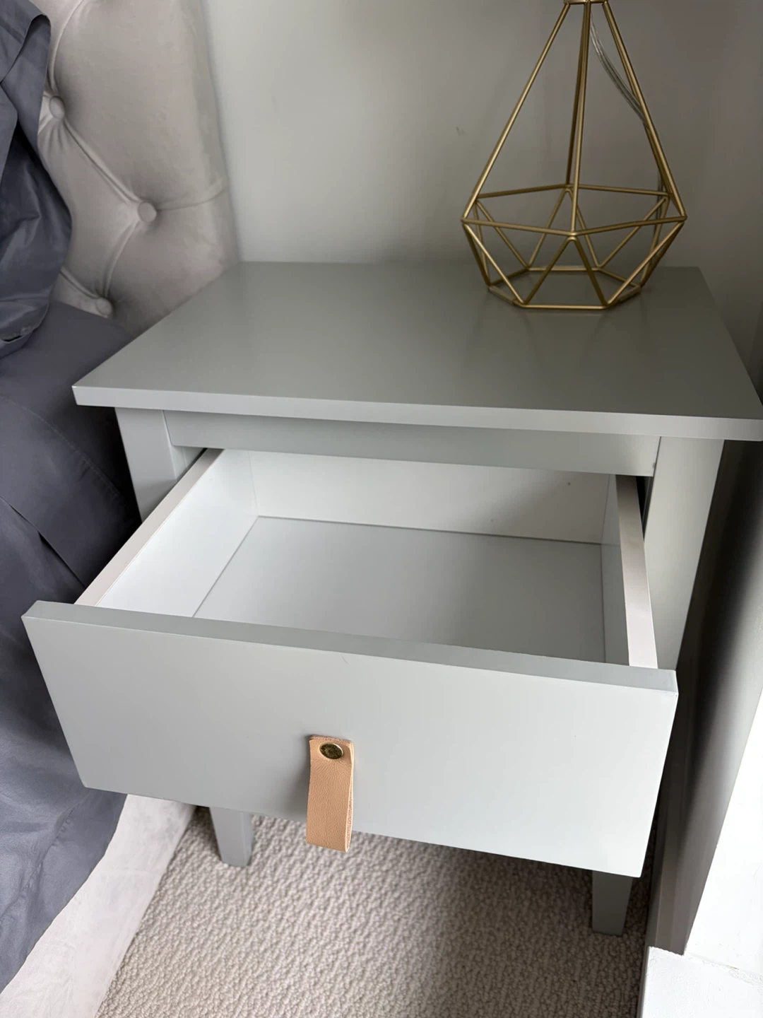 2 Grey Nightstand with Drawer and Shelf - photo 2