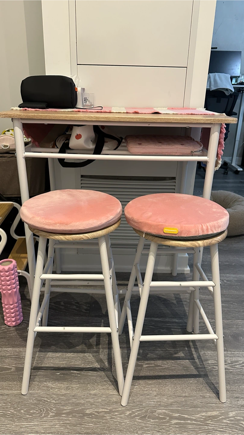 3-Piece Counter Height Table and Stools Set - White - photo 3