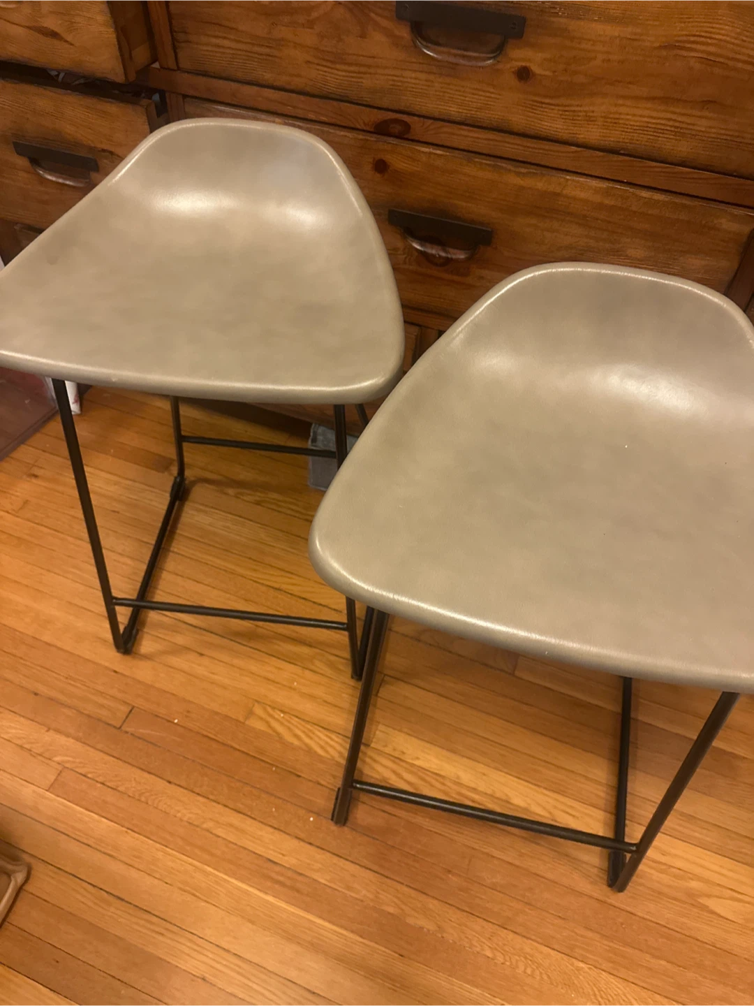 Pottery Barn Leather Stools (2)