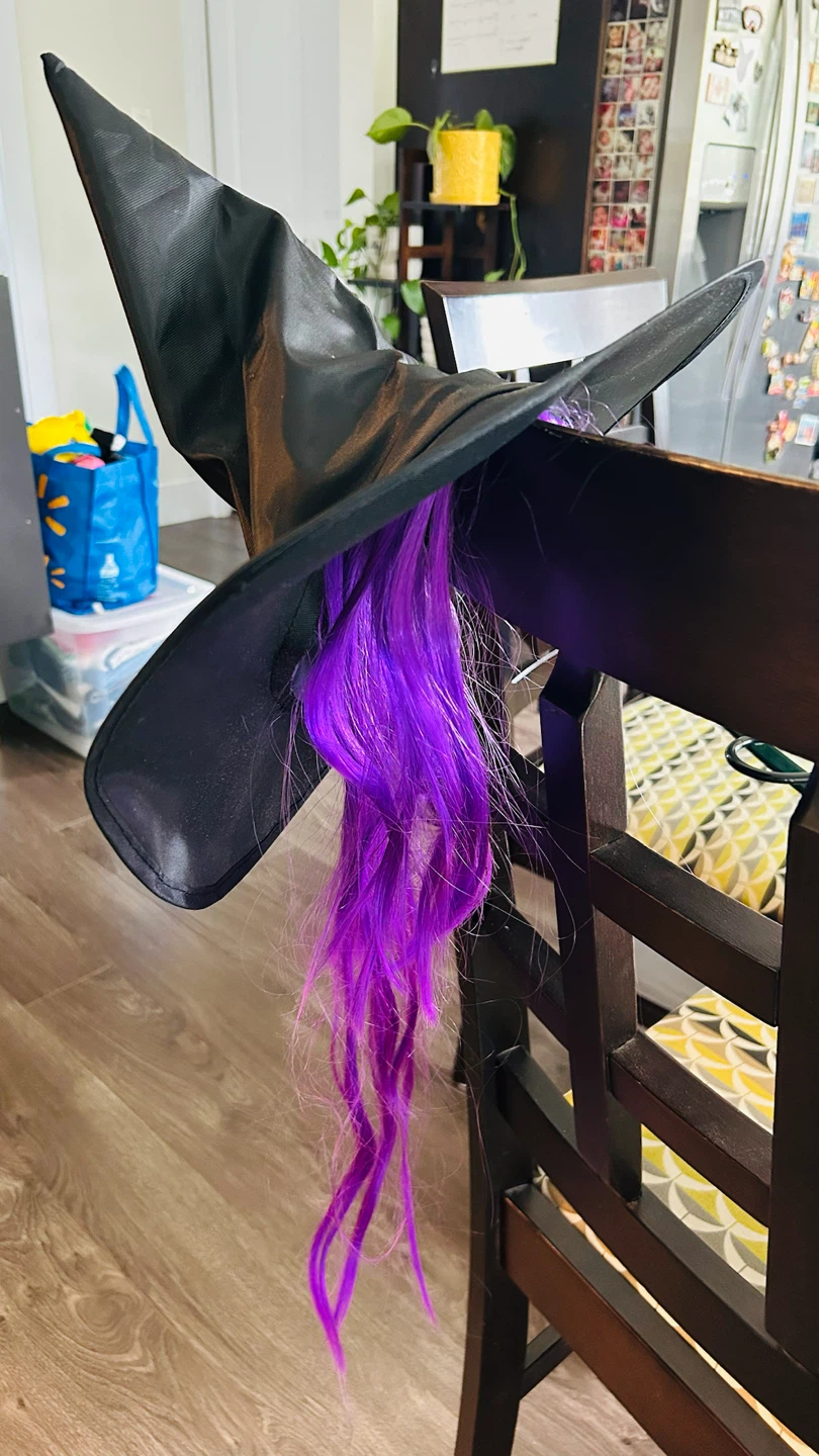 Witch Hat with Purple Hair Halloween Costume Accessory