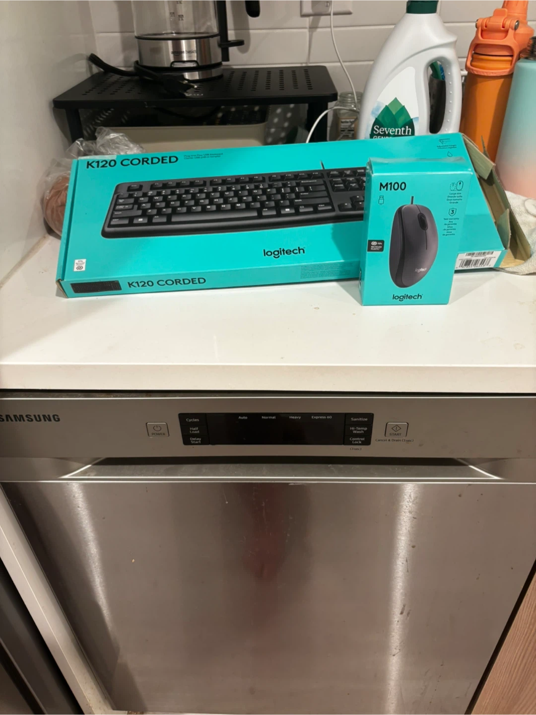 Wired Logitech keyboard and mouse