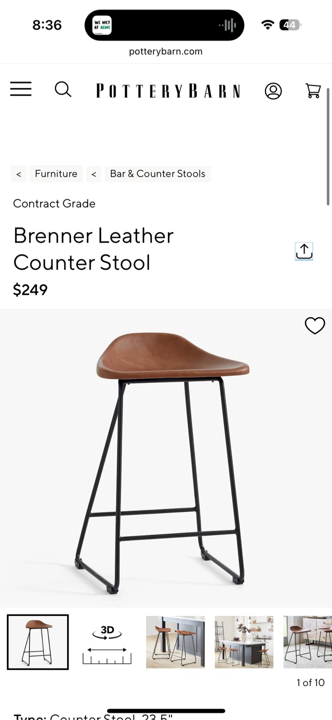 Pottery Barn Leather Stools (2) - photo 3