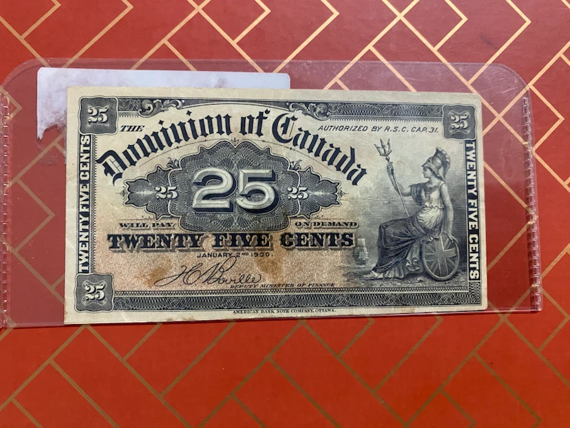 🇨🇦 1900 Dominion of Canada 25-Cent Banknote