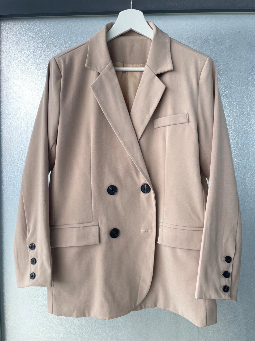 Women's Beige Double-Breasted Blazer, size L